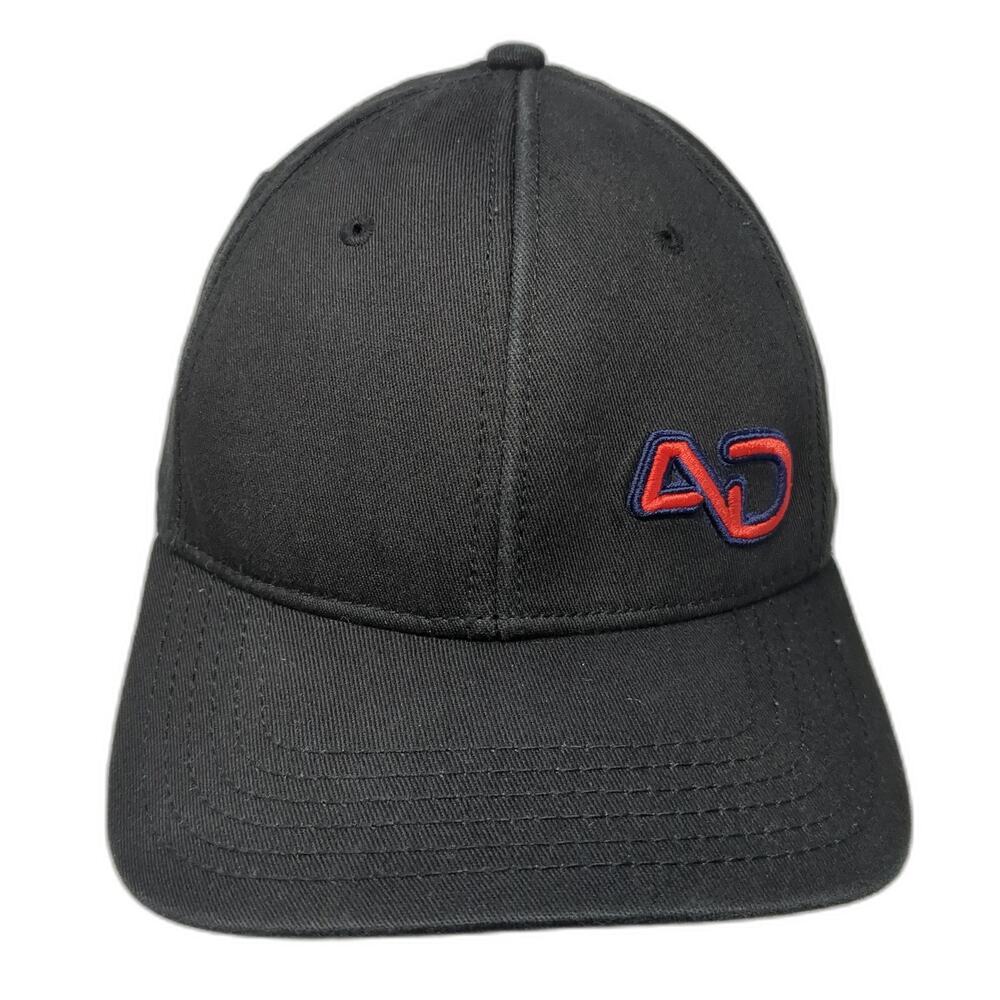AD Logo Fitted Baseball Cap Black XL Embroidered Vented Holes A Flex Ivory